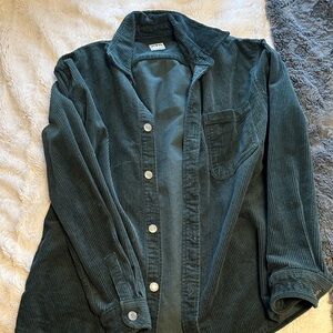Zara Teal Ribbed Corduroy Shirt Jacket